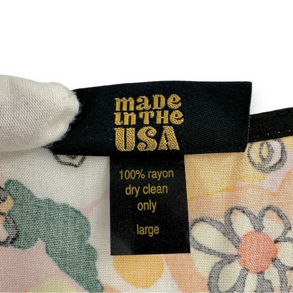 Nooworks Yellow Pink Green Printed Sleeveless Midi Length “Vacation” Dress sz L - Picture 4 of 6